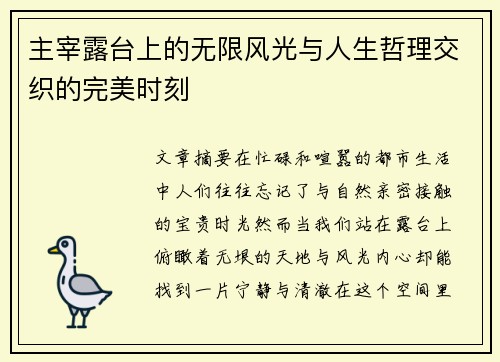 主宰露台上的无限风光与人生哲理交织的完美时刻